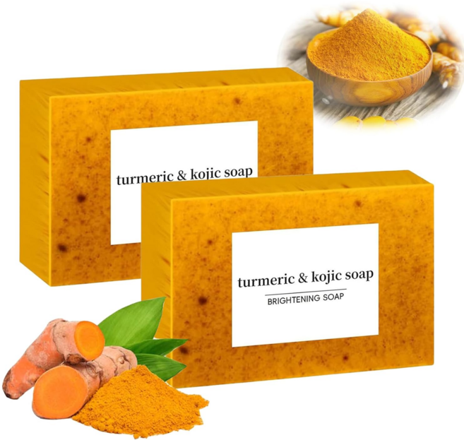 레몬 강황 비누 천연 유기농 강황 스킨 솝 딥클렌징 모공타이트닝 Lemon Turmeric KojicAcid SoapLemon Kojic Acid Soap, 2개입, 100g