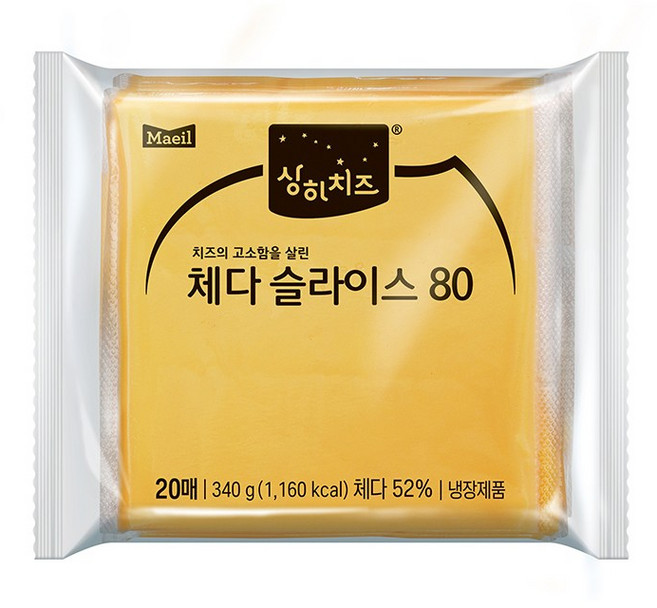 상하치즈 체다슬라이스80 340g(17g x 20매) 냉장 아이스박스무료포장 및, 340g, 체다, 1개