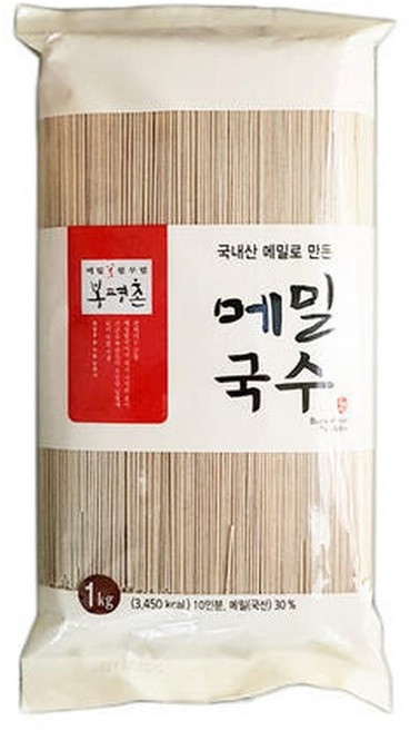 봉평촌 메밀국수 1kg x 12봉(국내산메밀)면사리 냉모밀 냉면 라면소 면 소바 국수 쫄면 막국수, 12개