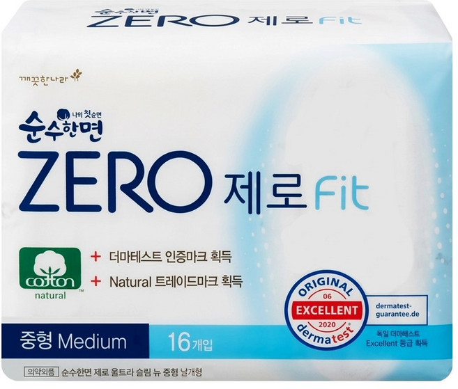 깨끗한나라 순수한면 ZERO 울트라슬림 뉴 중형 날개형 16p, 1개, 16개입