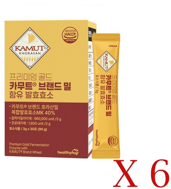 프리미엄 카무트밀 발효 효소 고구마맛 30포 x 6개 효소제품 분해효소 카무트가루, 3g