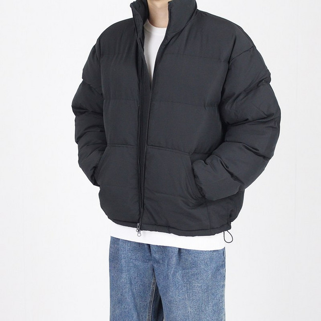 남자숏패딩 베이직 스트링 남자 패딩 점퍼 (4color)