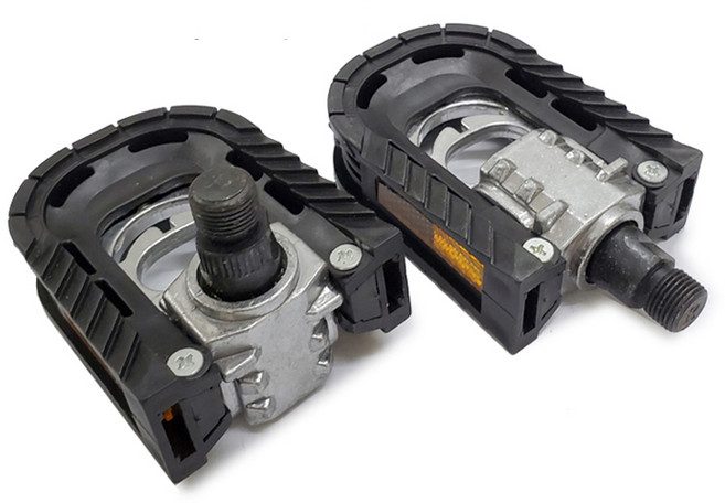 單車腳踏板 鋁合金折疊踏板 (防滑 附反光片) 9/16粗軸心, 如圖, 1個