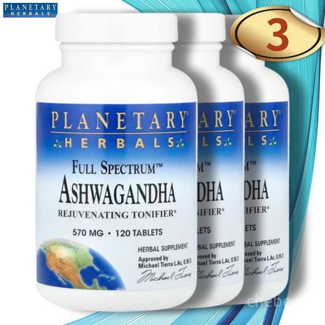 플랜터리허브 아슈아간다 아쉬아간다 아답토젠 570mg 120정3통 아유르베다, 3개, 120정 - 쿠팡