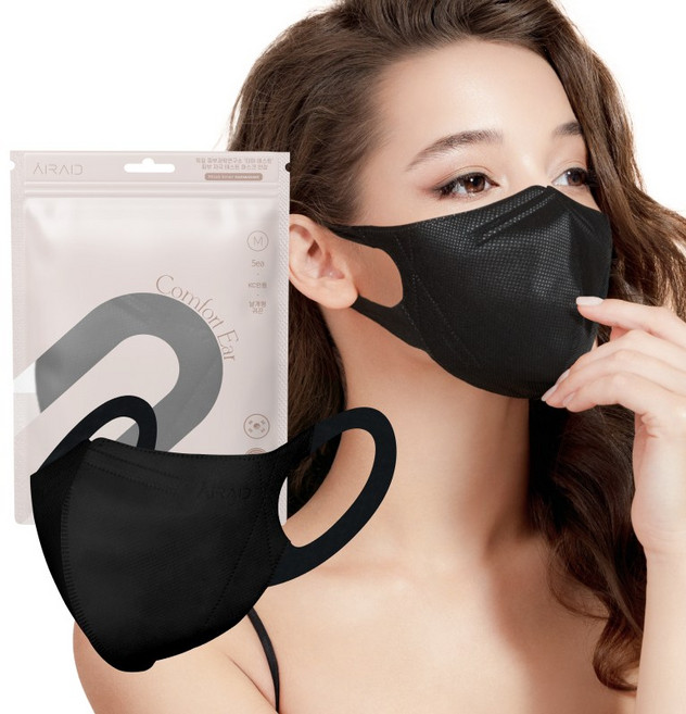 새부리형 마스크 귀편한 날개형 소프트 귀끈 컬러 숨쉬기 편한 일회용 새부리 마스크, 중형블랙, 중형, 40개입, 1개