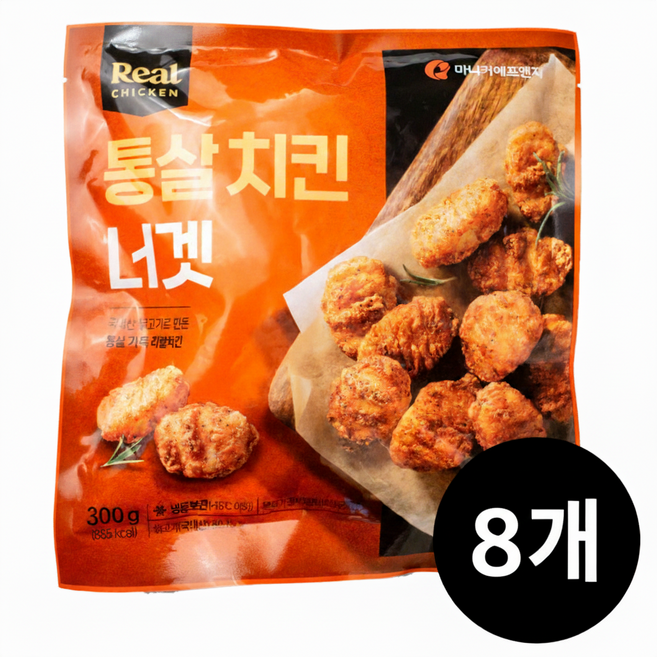 마니커 리얼치킨 통살치킨너겟1kg X 2봉 아이스발송, 8개, 300g