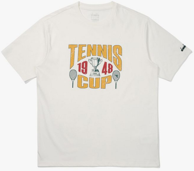 디아도라 Diadora 아카이브 테니스 그래픽 반팔 티셔츠 오프화이트 매장정품 216835