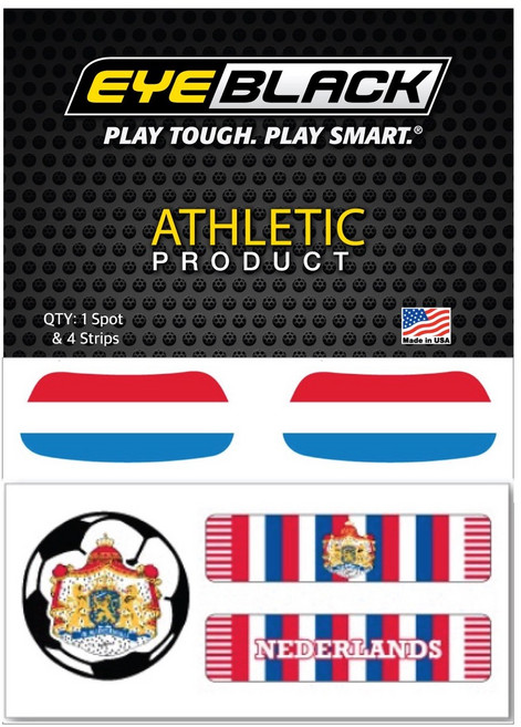 EYEBLACK 국가대표 국기 아이블랙 1쌍 + 축구 스트립 세트 (총 5 pcs) 월드컵 응원템 각종 스포츠 축구 야구 MADE IN USA, 1세트, 네덜란드 NETHERLANDS