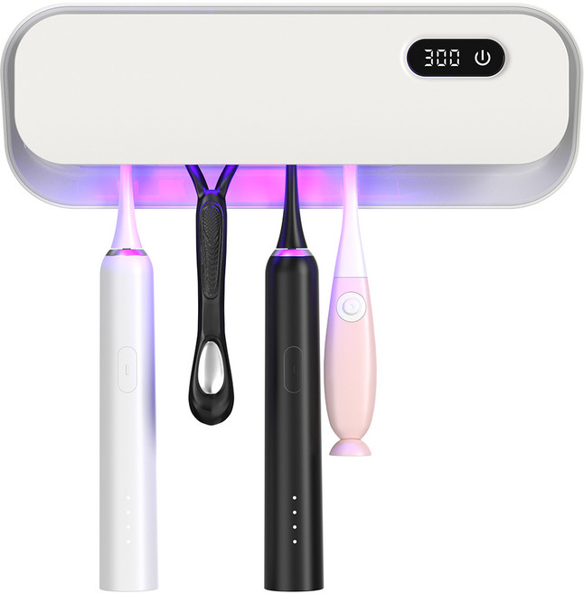 CozyTemp 칫솔 살균기 가정용 자동순환 UC 칫솔 건조기 무타공 벽걸이형 충전식 살균기, 화이트