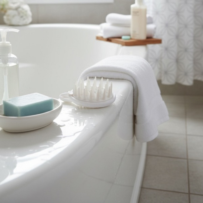 소프트 샴푸 브러쉬 두피 마사지 브러시 극세 실리콘 두피케어, 화이트, 1개