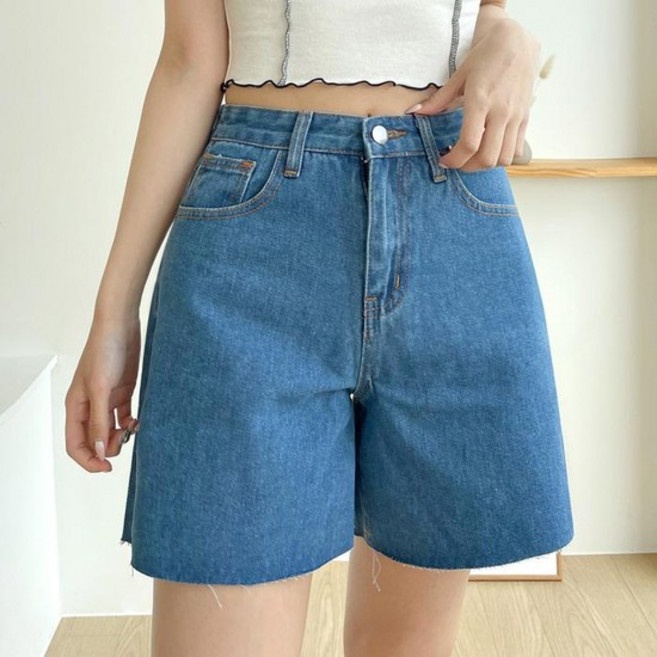 A라인 컷팅 데님 반바지