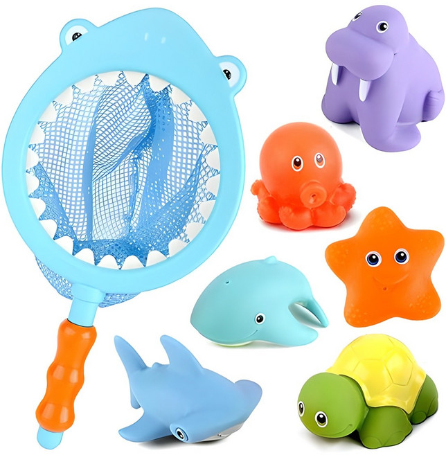 레츠토이 상어와 바다친구들 목욕놀이완구 7종 세트, 혼합색상, 1세트