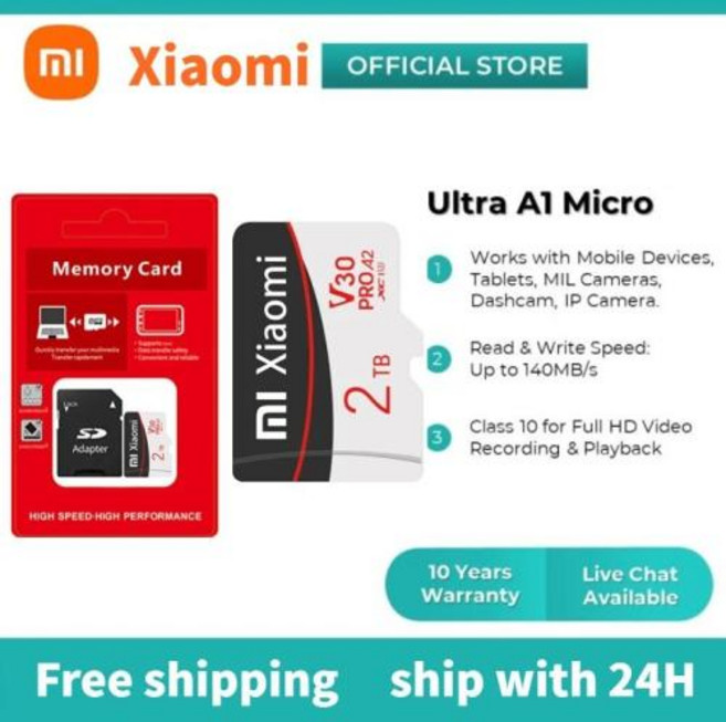 샤오미 SD 카드 마이크로 TF 메모리 닌텐도 64 스팀 데크 게임 폰용 2TB 1TB 128GB 512GB 256GB, 16.Adapter, 1개