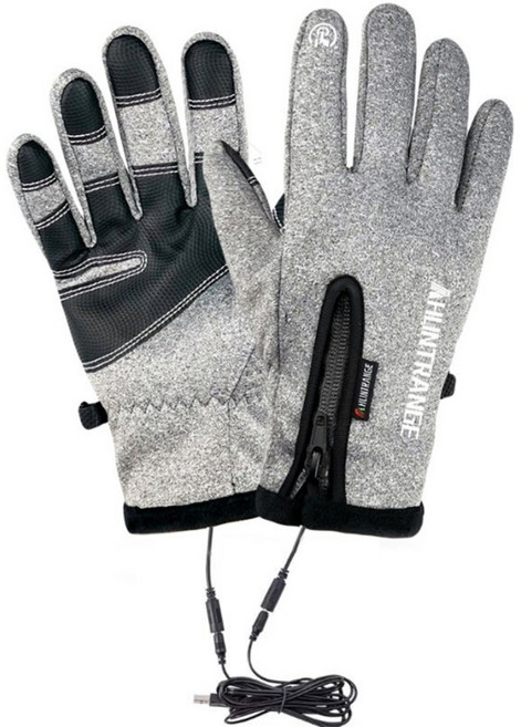 전기 온열 장갑 겨울 터치 스크린 미끄럼 방지 오토바이 장갑 손난로, Gray, L