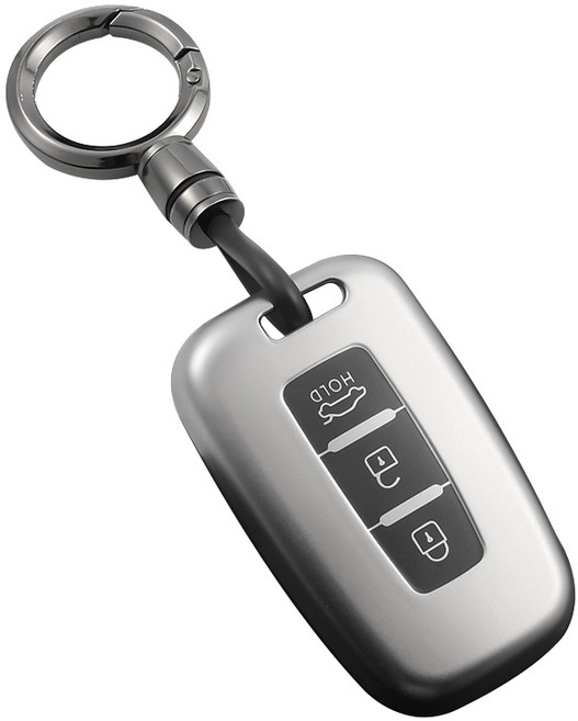 HAKO 메탈릭 TPU 차키케이스+키홀더 (현대.기아 호환 ), HK-01, 메탈릭실버