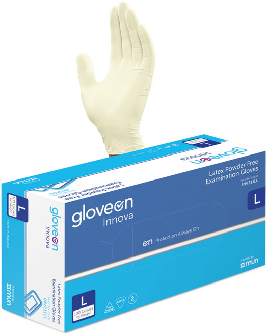 글러브온 손목밴딩 라텍스장갑 내츄럴 100매 Powder Free Glove, 1개, XS, 아이보리
