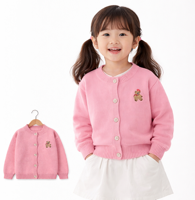 아동 니트 가디건 페어아일 자카드 패턴 두툼 포근한 유아 가디건 아우터