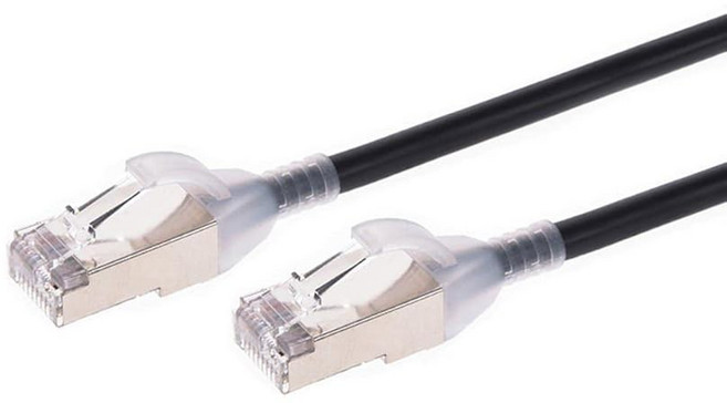 MONOPRICE CAT6A 이더넷 패치 케이블 - 이중 CM 스너그리스 30AWG 슬림런 차폐 시리즈 블랙 1.5M(5피트), 5 Feet, 블랙.