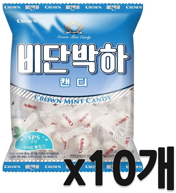 크라운 비단박하캔디, 140g, 10개