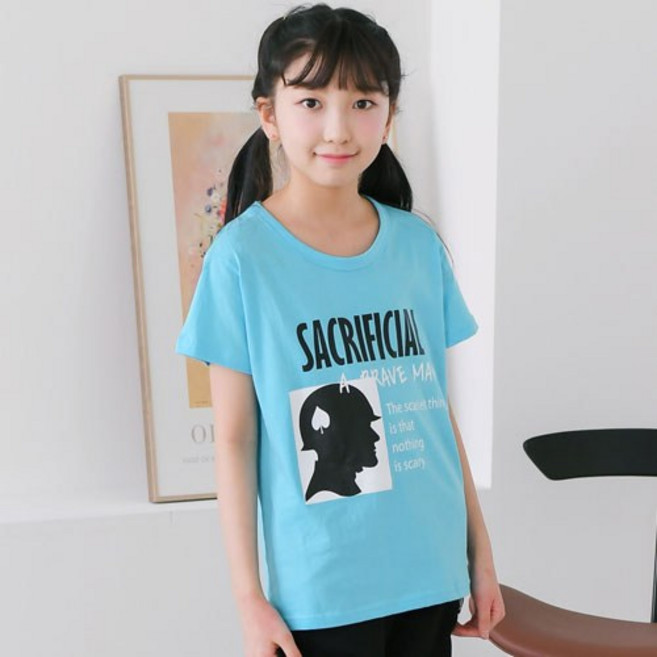 잭키드 여아용 통기성 스페이드 반팔티