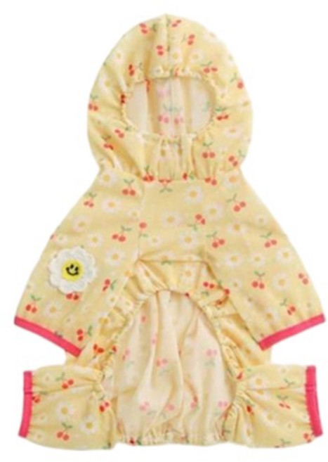 강아지 방충 슈트 애견 해충차단 여름 산책옷 피부보호 플라워 디자인 애견 여름옷, 1개, 옐로우