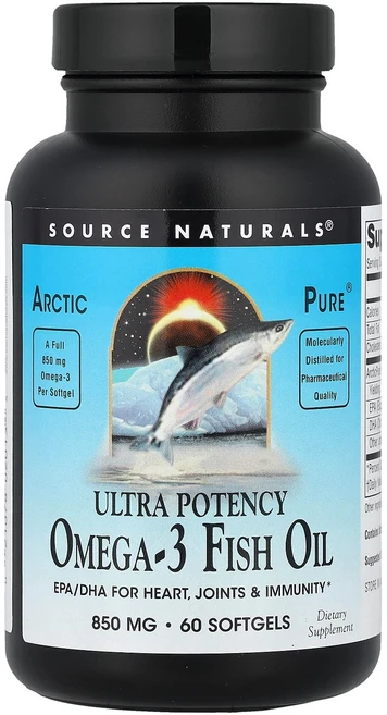 소스 내추럴스 Arctic Pure 울트라 효능 오메가3 피쉬 오일 850mg 60정 1개, 60 개 - 쿠팡