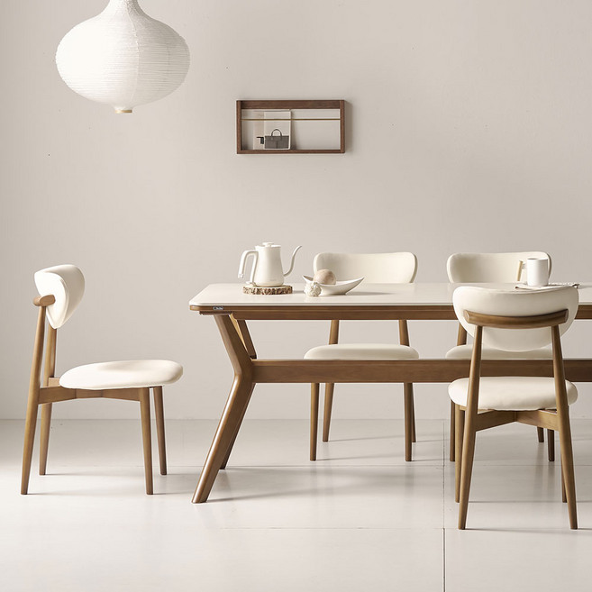 더끌림 모린 1400 식탁 + 의자 세트 4인용 방문설치, 라이트그레이, 일반의자 4