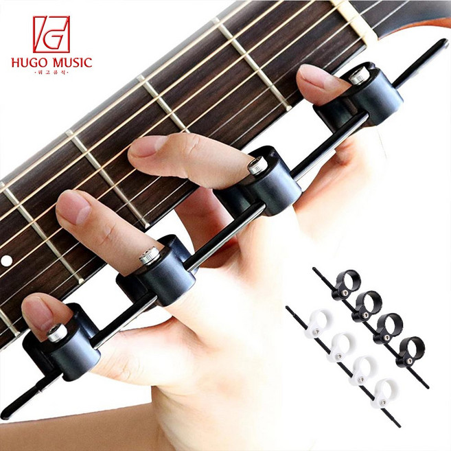 위고뮤직 초보자 기타 운지 연습기 4K6 손가락벌림 악력 트레이너, 블랙L