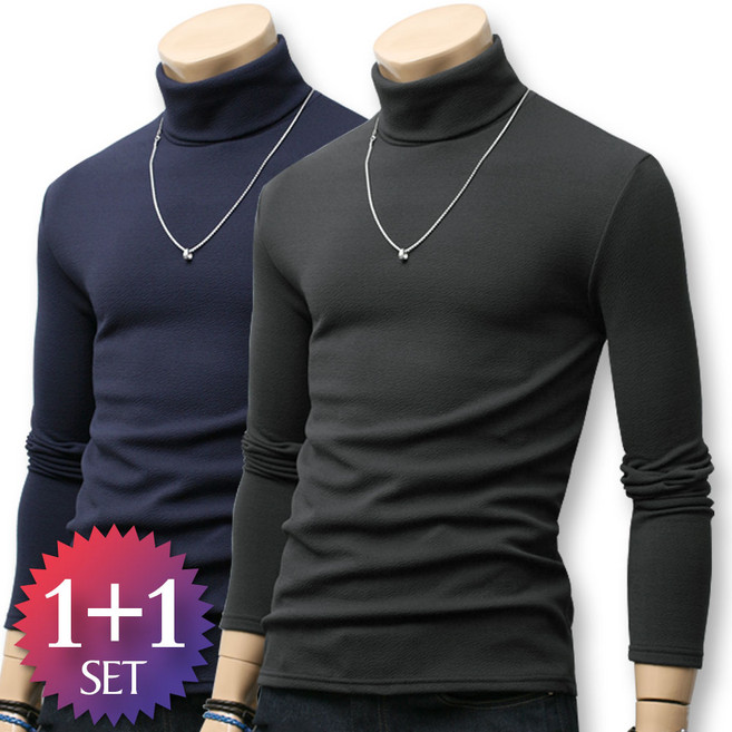 블루포스 루렌 1+1세트 남자 폴라티 목티 남성 목폴라티 빅사이즈 가을 겨울 긴팔 티셔츠 [국내생산]