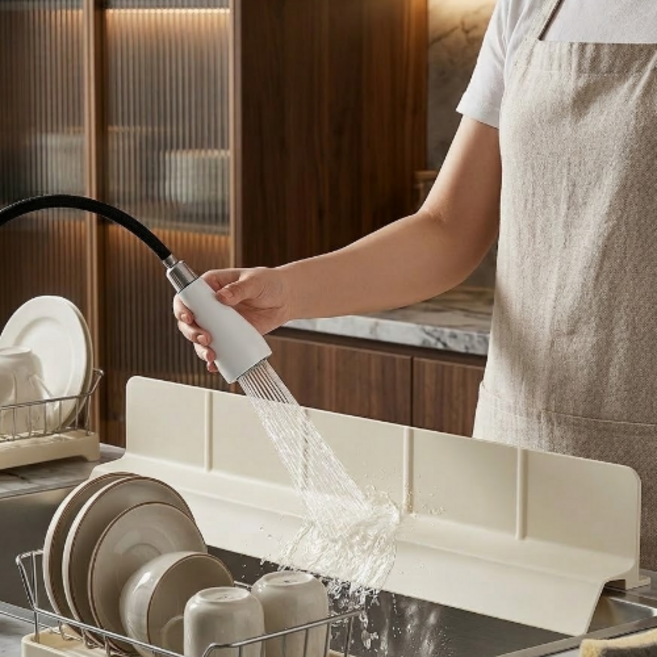 하늬무드 주방 싱크대앞 물막이 설거지 높이9cm, 1개, 아이보리