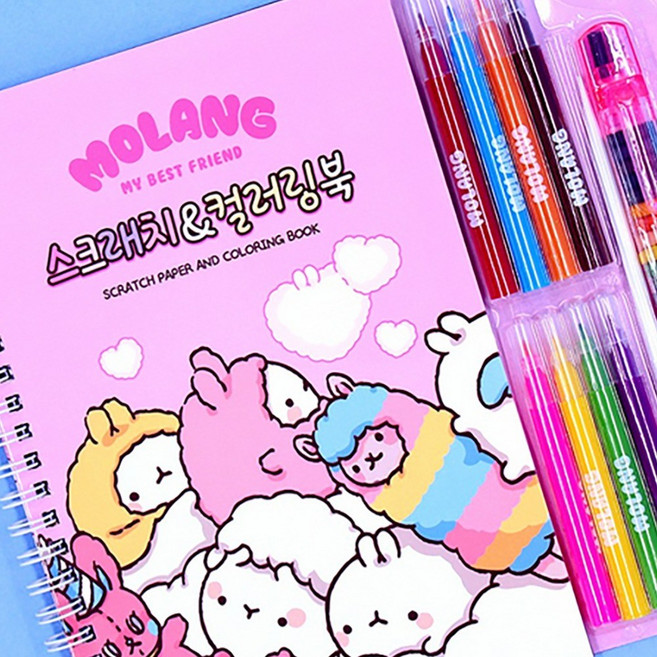 4000 몰랑 스크래치 컬러링북 7탄 1개 랜덤 - 색칠놀이 미술놀이 학습교재 세트구성 미술교재