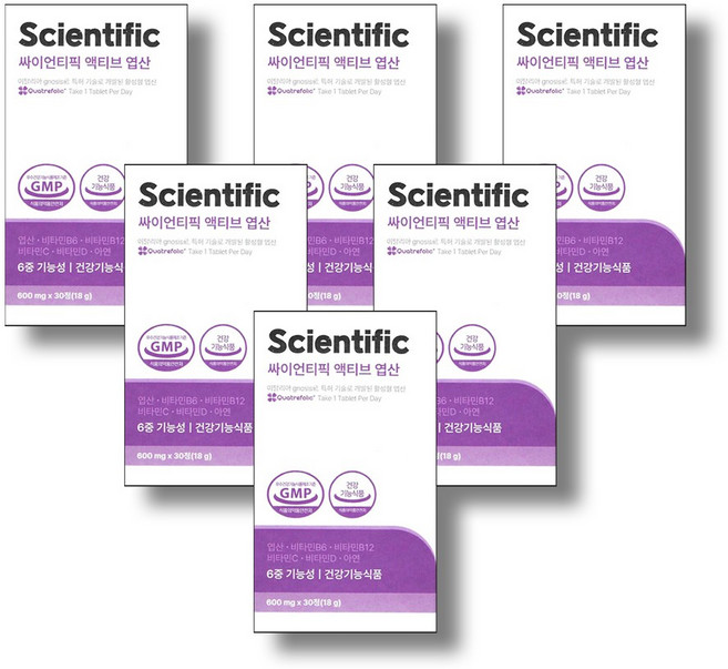 4세대 활성엽산 이노시톨 베타글루칸 비타민 일일권장량 100% 충족 임신준비영양제 싸이언티픽 액티브 엽산, 6박스, 30정