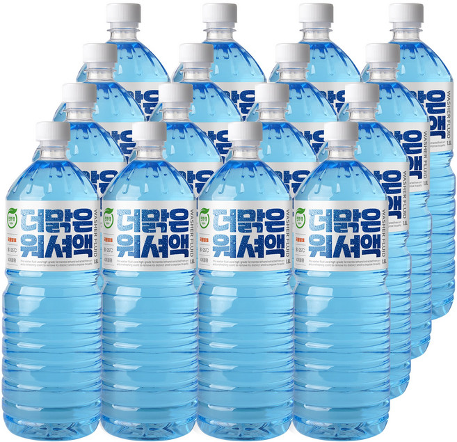 프리미엄 더맑은 에탄올 워셔액 친환경 식물성 사계절, 16개, 1.8L