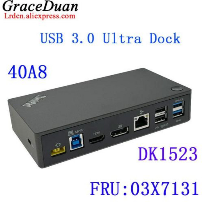 멀티 허브 포트 도킹 스테이션 호환용 레노버 씽크패드 노트북용 USB 3.0 울트라 40A8 DK1523 4K DP HDMI 03X6898, 03X7131 40A8