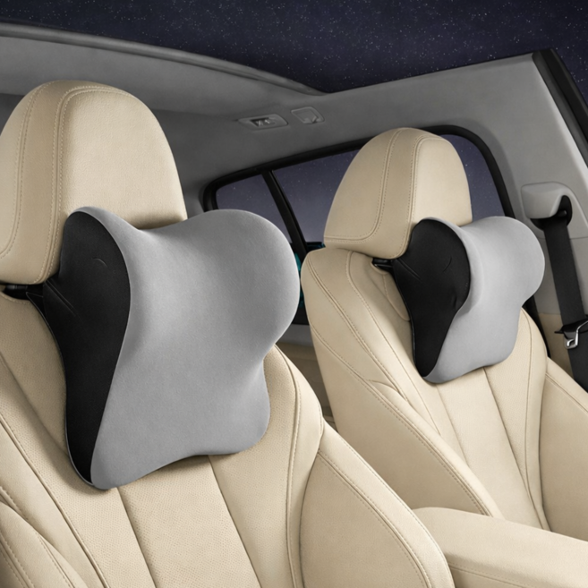 픽센트 통기성 편안 차량용 목쿠션 어깨 지지, 2개, 블랙 그레이