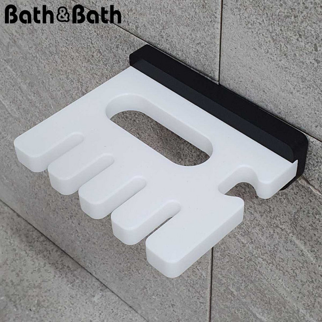 인조대리석 칫솔걸이 치약 면도기 다용도 욕실 화장실 바스앤바스 MS-306 B&WP, 1개