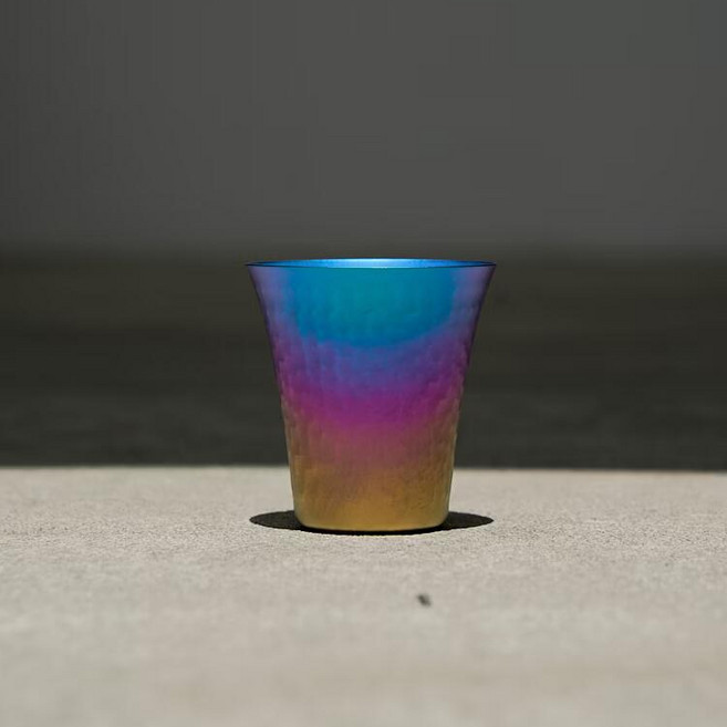 TSUCHI 日本燕三條製 鎚目紋純鈦清酒杯 SK-047 彩虹 Rainbow, 1個