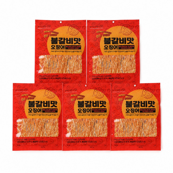 [서울지앤비] 불갈비맛 오징어 70g x 5개 - 간식용 안주용 오징어