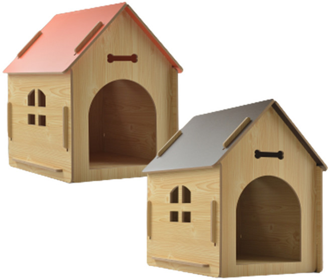 펫이랑 든든 하우스 강아지집 고양이 원목 숨숨집, 오렌지, 1개