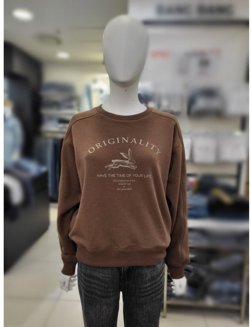 뱅뱅 겨울 반값 여성 부드럽고 따뜻한 융기모 프린트 맨투맨 티셔츠