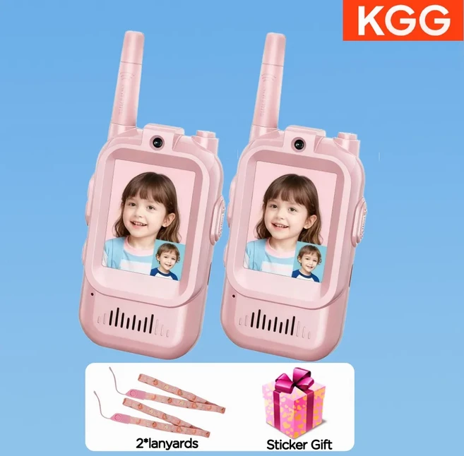 어린이를 위한 2PCS 비디오 워키 3-12세 실내 캠핑 여행 생일 선물용 충전식 유아용, 06 2 pink