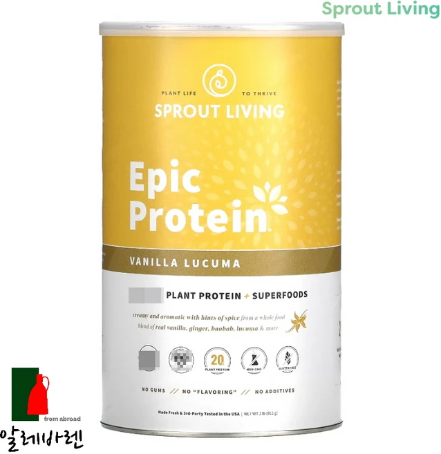 스프라웃리빙 에픽 식물성 단백질 분말 바닐라 912g, 1개 - 쿠팡