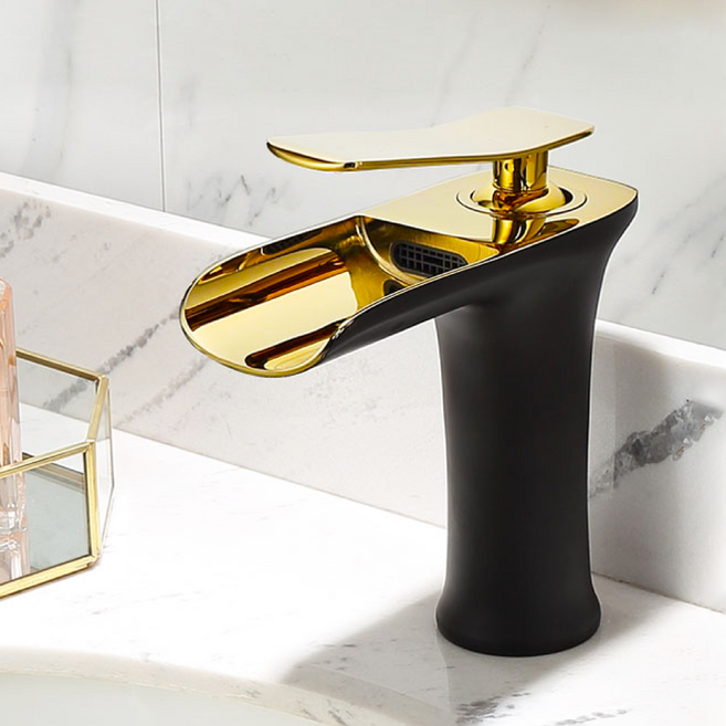 준앤코 BF11 원홀 폭포수 세면대 수전 욕실 탑볼 수도꼭지, 표준형(S) 블랙(B), 1개