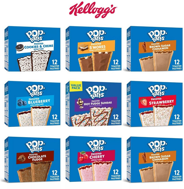 [Kellogg's] 켈로그 Kellogg's 팝타르트 poptarts 12개입 10종 Pop-Tarts Frosted Pastries, 04 S'more 캠핑스모어 12개입, 1박스, 576g