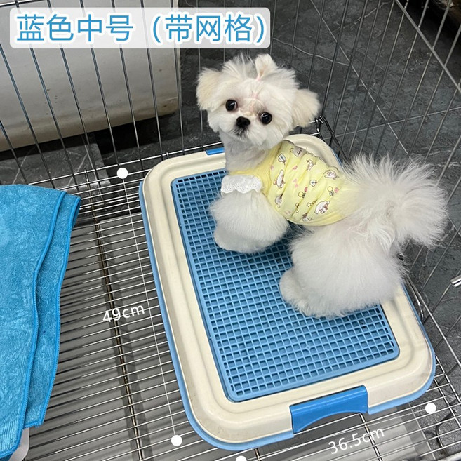 狗狗廁所寵物中小型犬尿盆泰迪平板便屎盆愛麗絲狗廁所, 1個, 藍色中號(帶網格)