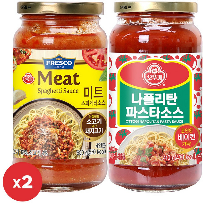 오뚜기 나폴리탄 파스타소스 410g 2개+프레스코 파스타소스 미트 600g 2개(총 4개), 2.02kg, 1세트