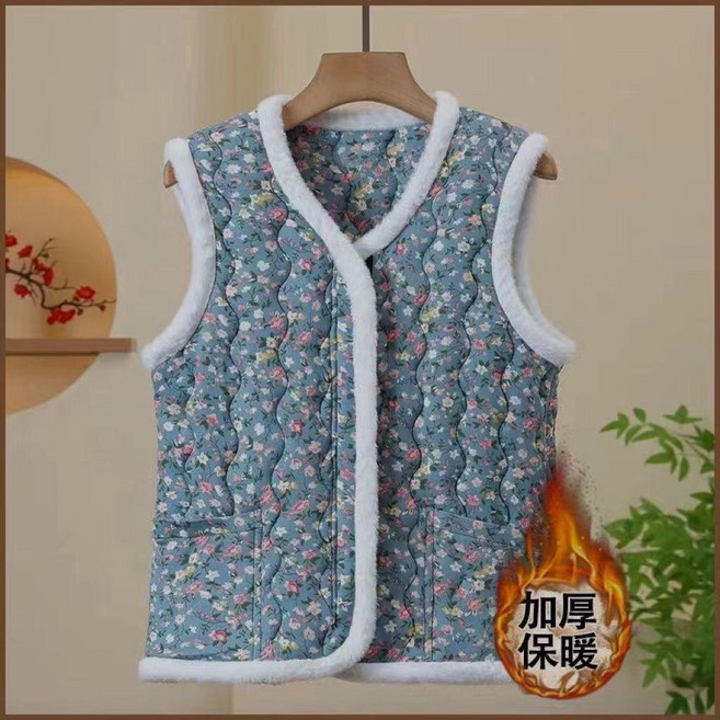 花棉襖馬甲女無袖保暖棉馬夾碎花棉服加厚中老年背心