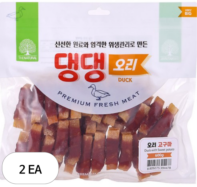 더내추럴 강아지 댕댕 간식, 혼합맛(오리/고구마), 600g, 2개