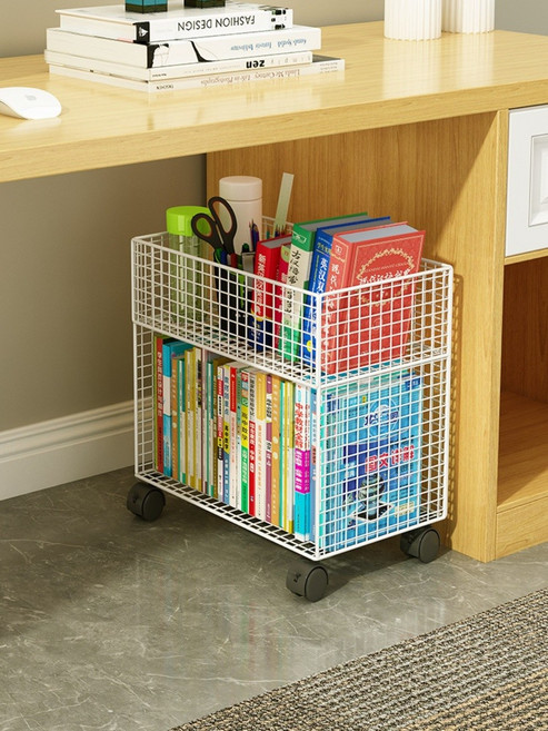 판다매니저 철제 낮은 책장 틈새 슬림 바퀴 이동식 스토리지, A.화이트3단(40x23x55cm)