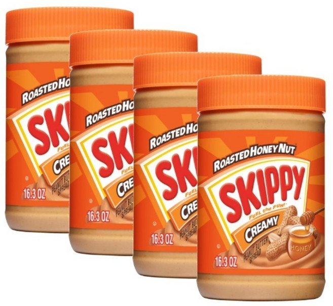 SKIPPY Roasted Honey 미국 스키피 로스트 허니 넛 크리미 피넛 버터 땅콩 잼 462g 4병, 1세트